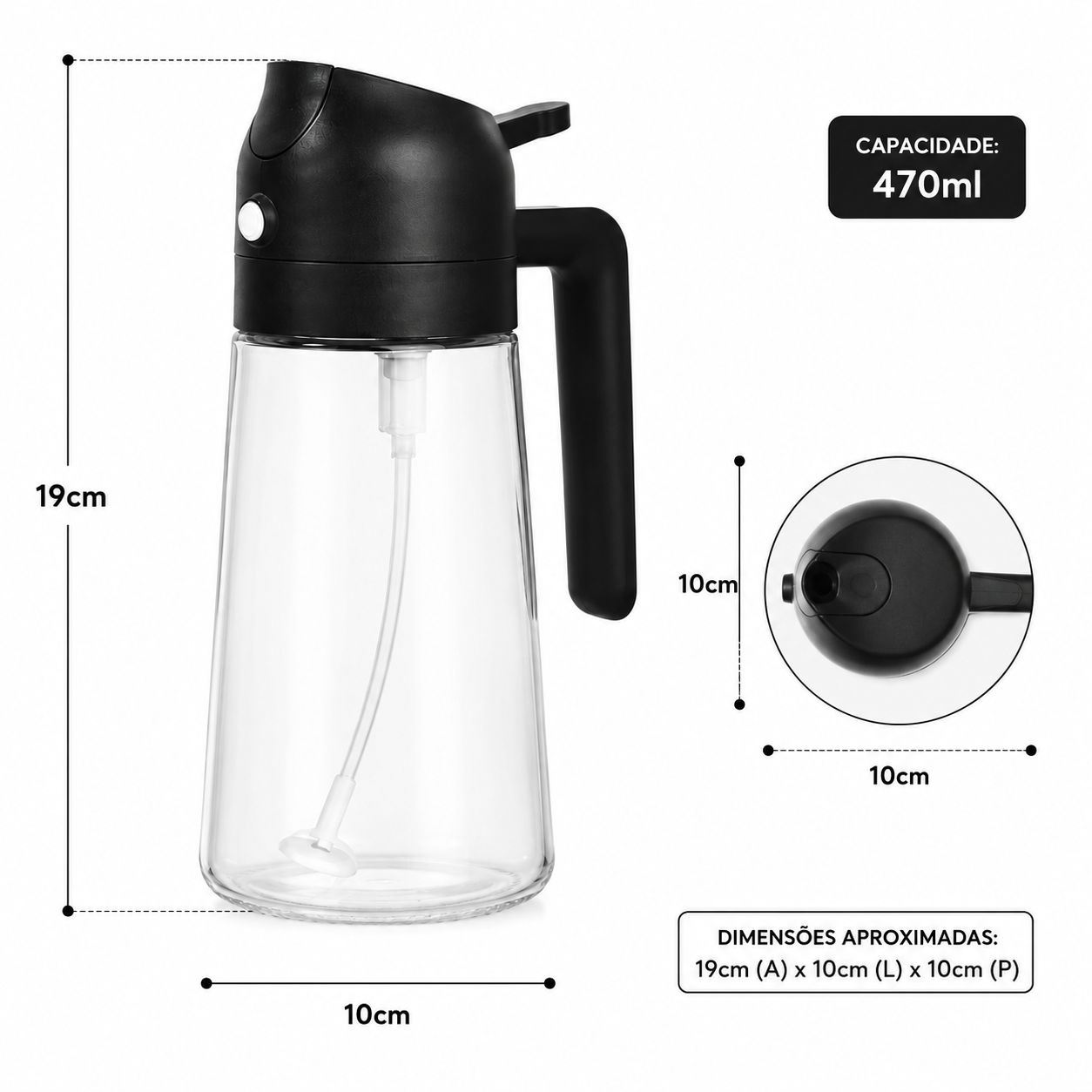 Borrifador de Vidro com Dosador 470ml