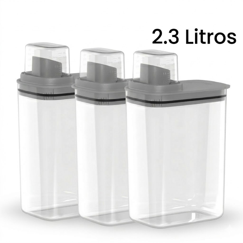 Dispenser Organizador de Lavanderia 2,3L Cinza