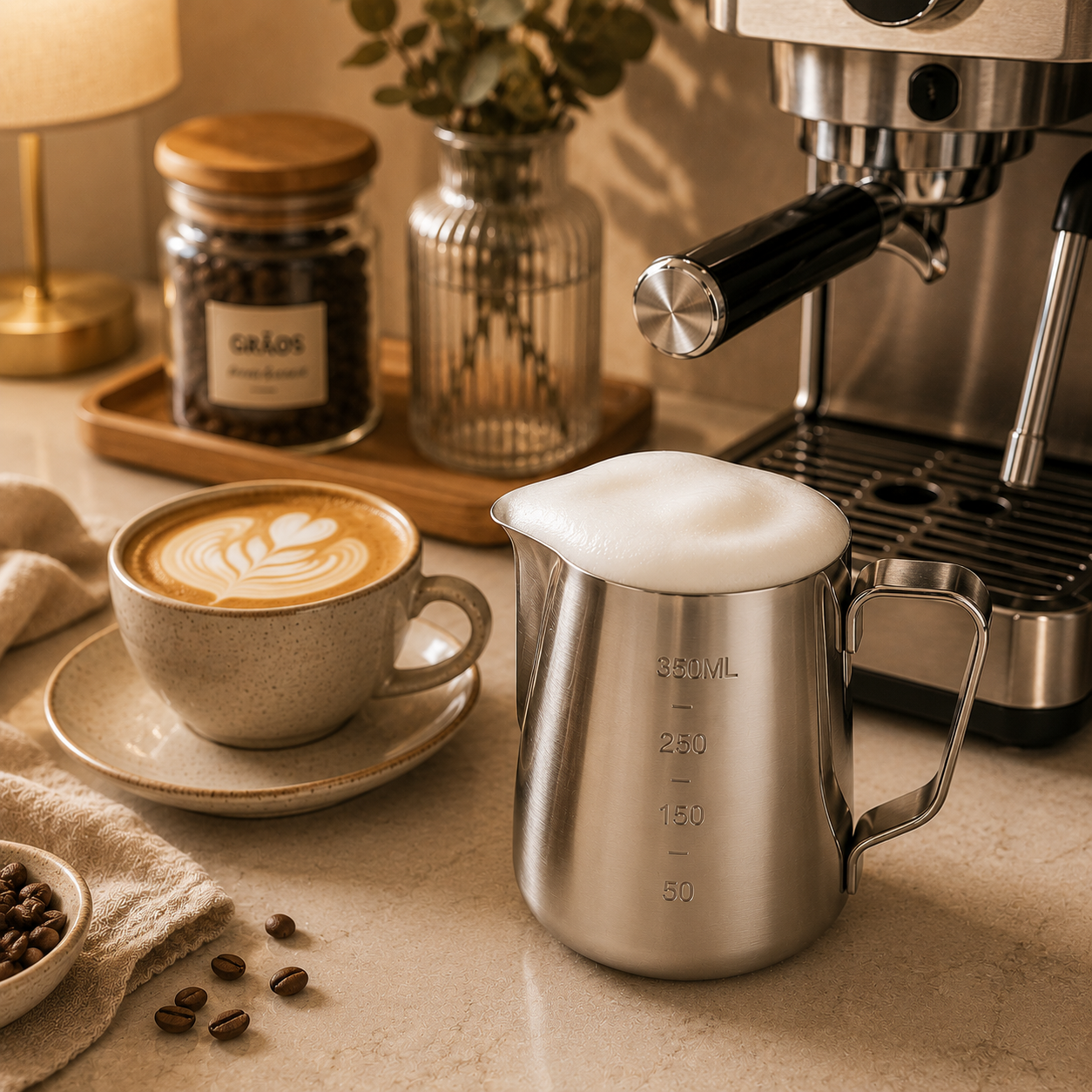 Jarra Barista Milano em Inox com Medidor