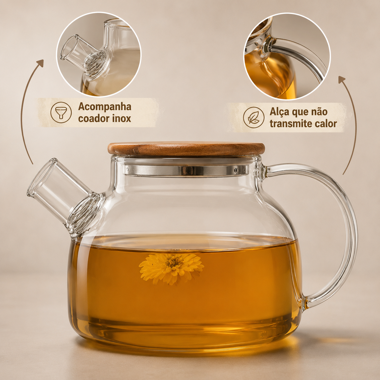 Chaleira de Vidro Londres 1L [Oferta Dia dos Namorados]