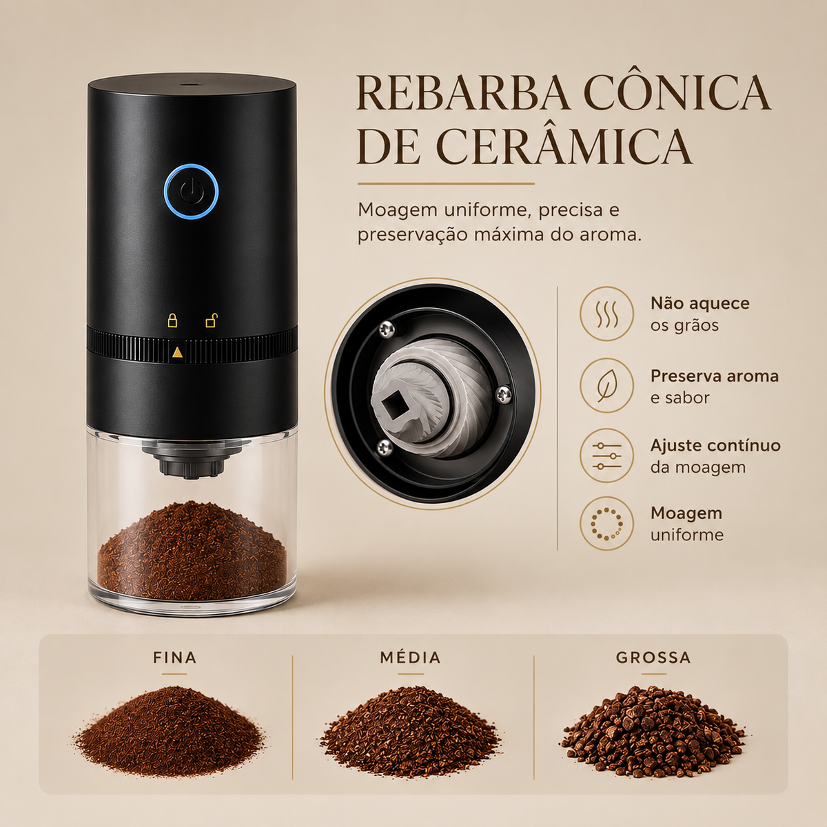 Moedor de Café Elétrico Holanda Preto