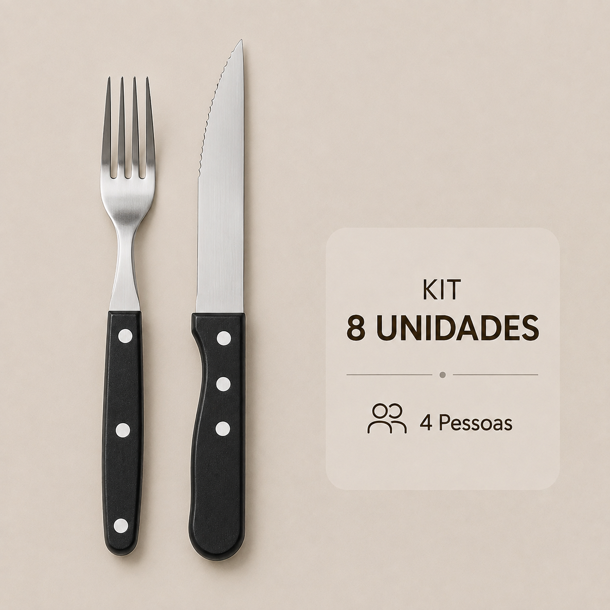 Talheres de Churrasco Jumbo black 8 Peças
