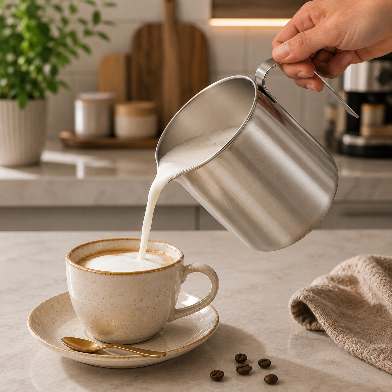 Cremeira de Leite em Inox para Café Cremoso