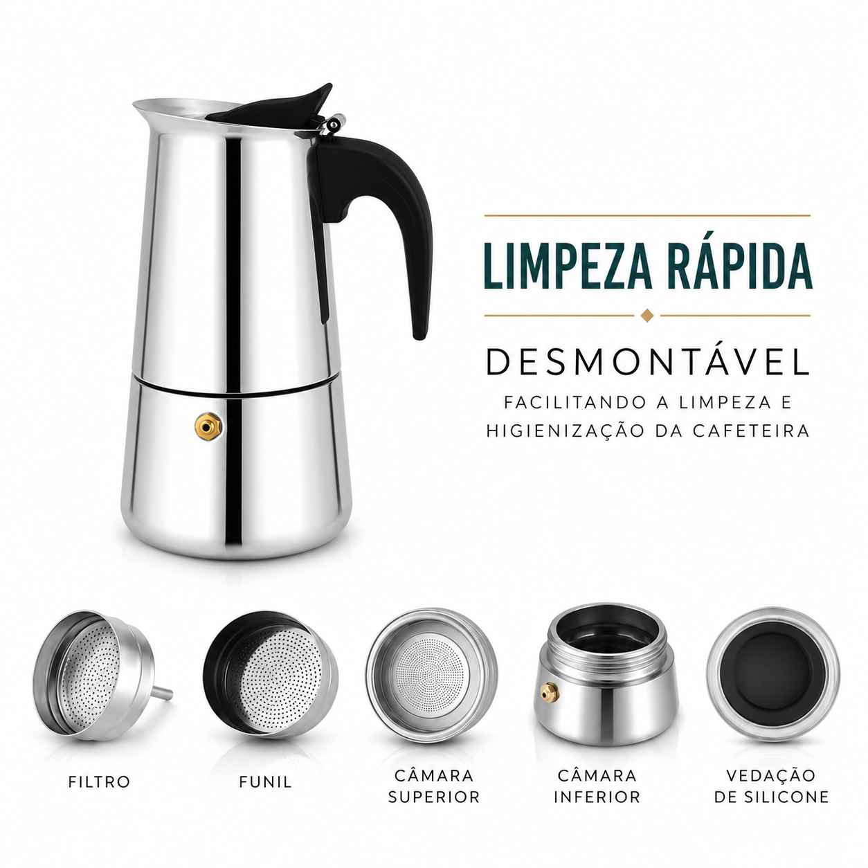 Cafeteira Italiana Moka em Inox
