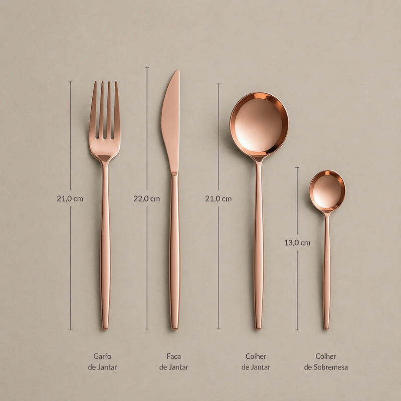 Jogo de Talheres Inox Minimalista Milão Rose