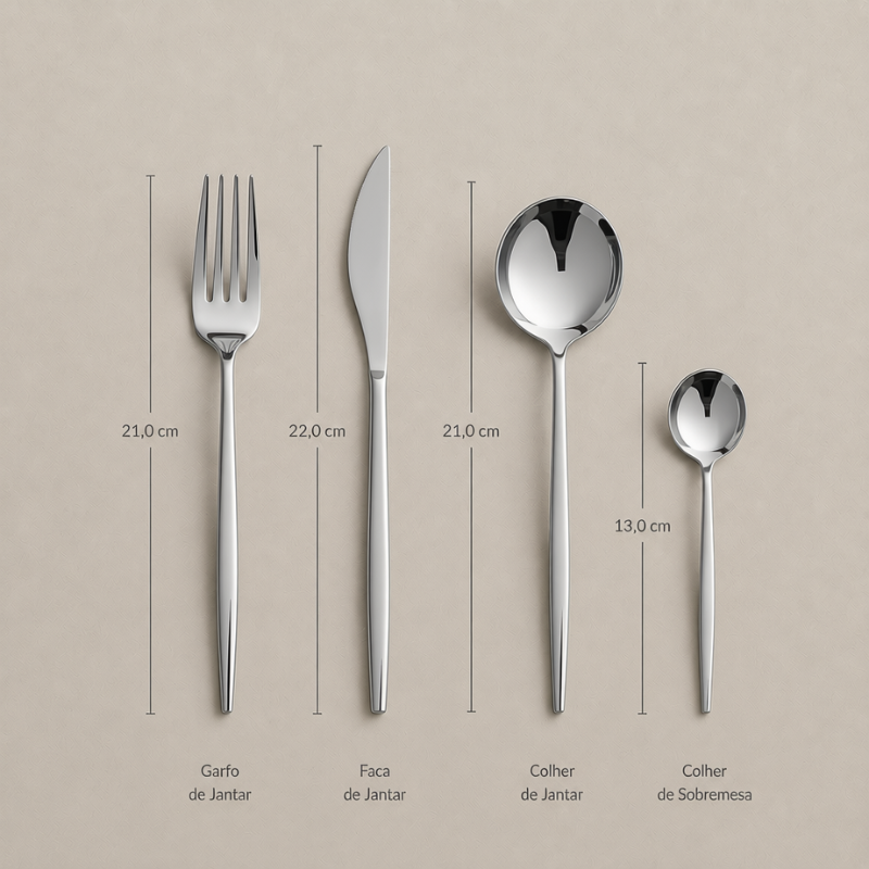 Jogo de Talheres Inox Minimalista Milão Prata
