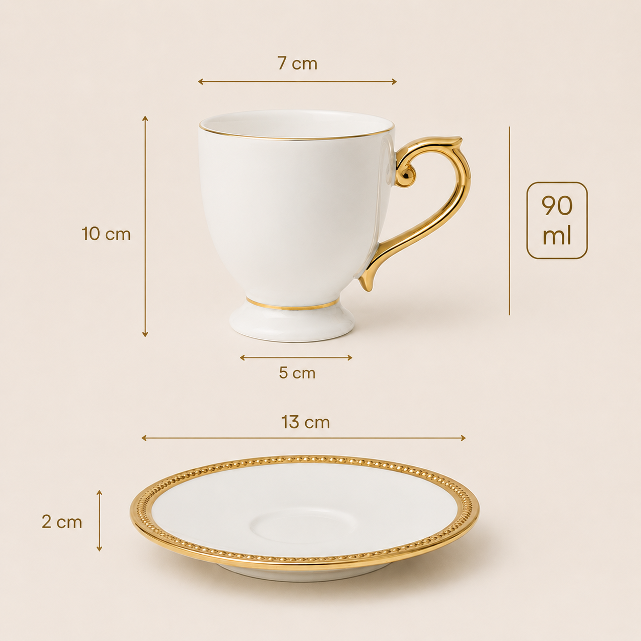 Jogo de 6 Xícaras de Café Imperial com Pires 90ml