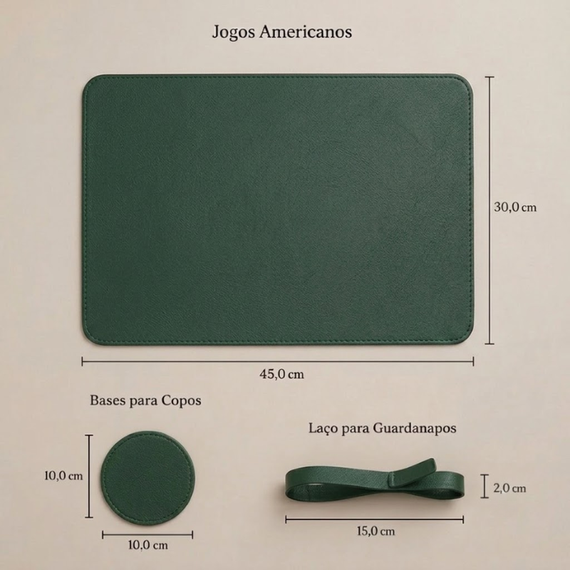 Jogo Americano Contemporâneo Retangular Verde