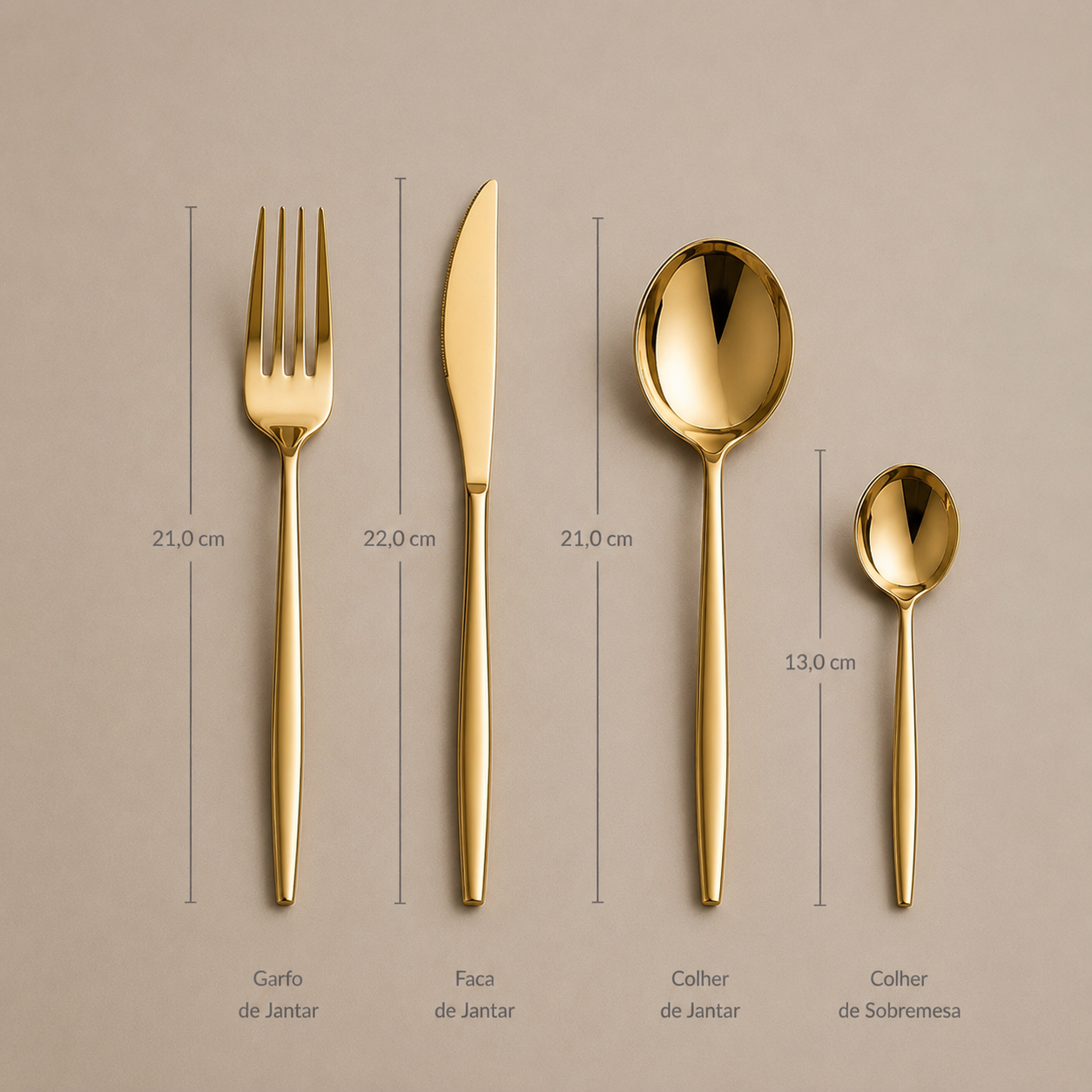 Jogo de Talheres Inox Minimalista Milão Dourado
