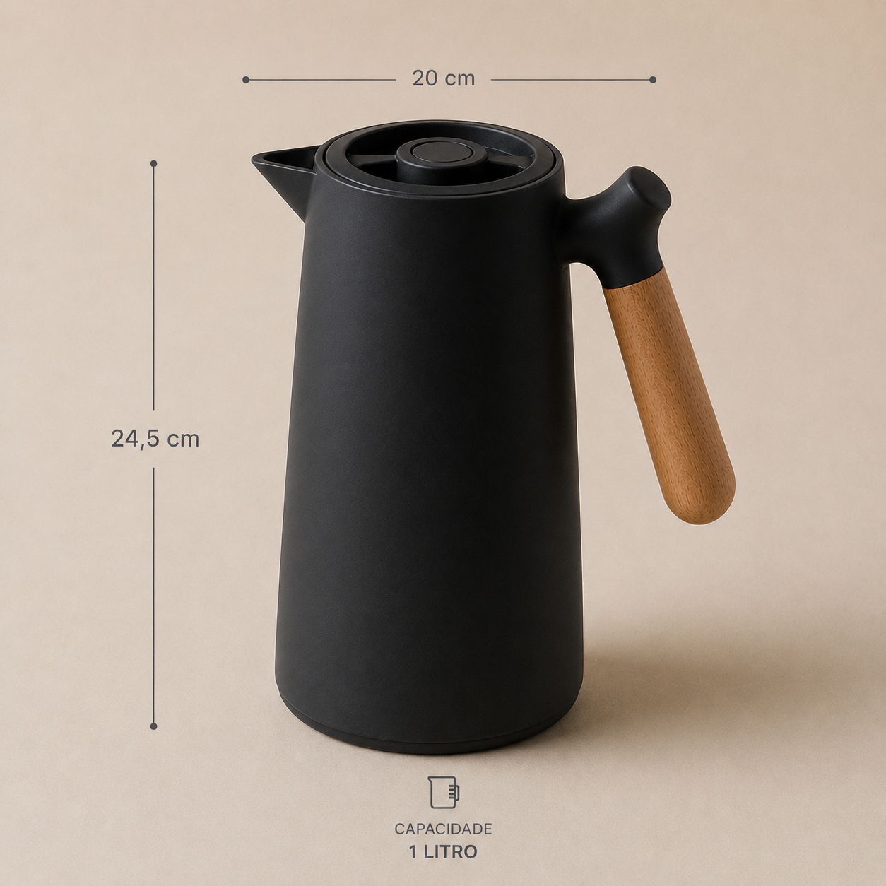 Garrafa Térmica de Café Nice 1L - Preto
