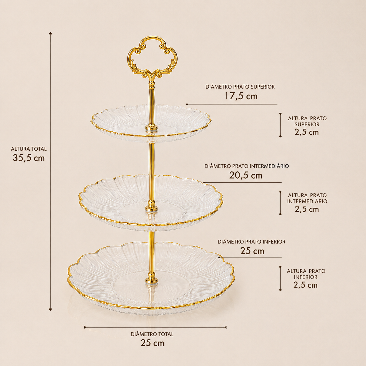 Suporte para Servir Chantilly – 3 Andares