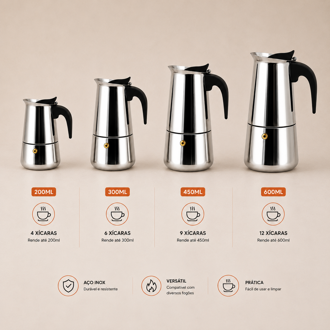 Cafeteira Italiana Moka em Inox