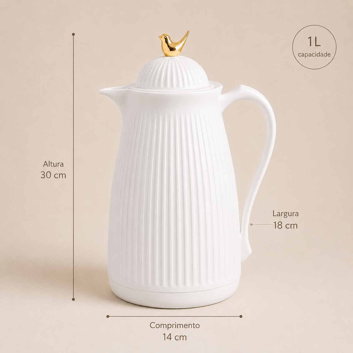 Garrafa Térmica de Café Veneza 1L - Branco