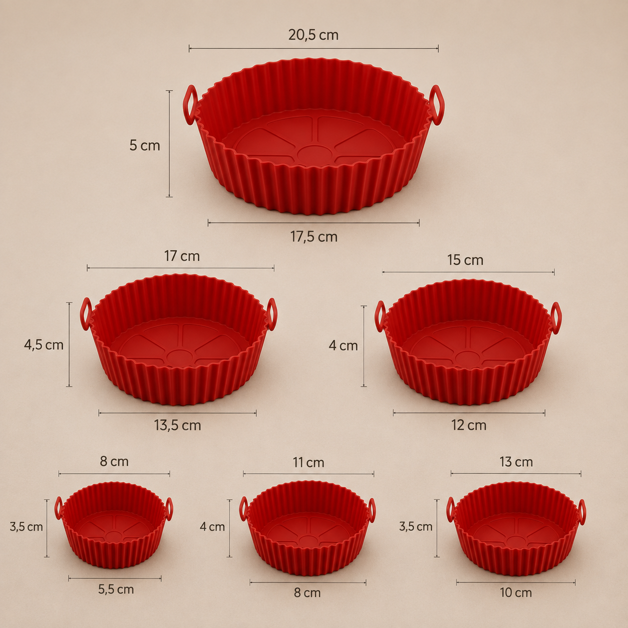 Kit 6 Formas de Silicone Premium para Air Fryer