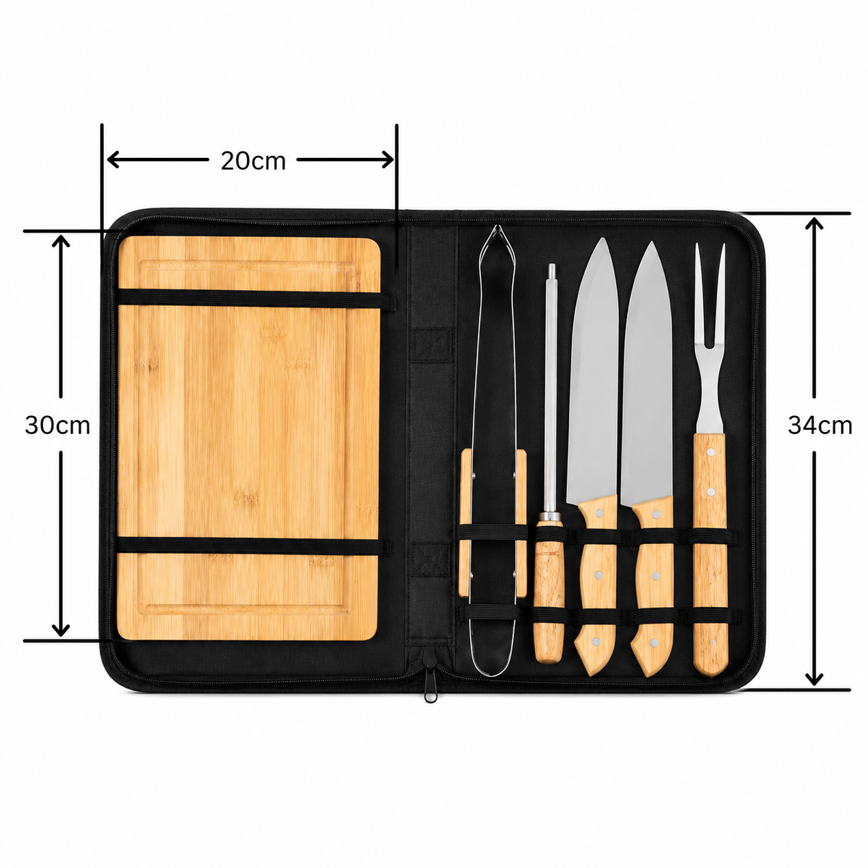 Maleta Churrasco 6 Peças com Facas e Utensílios