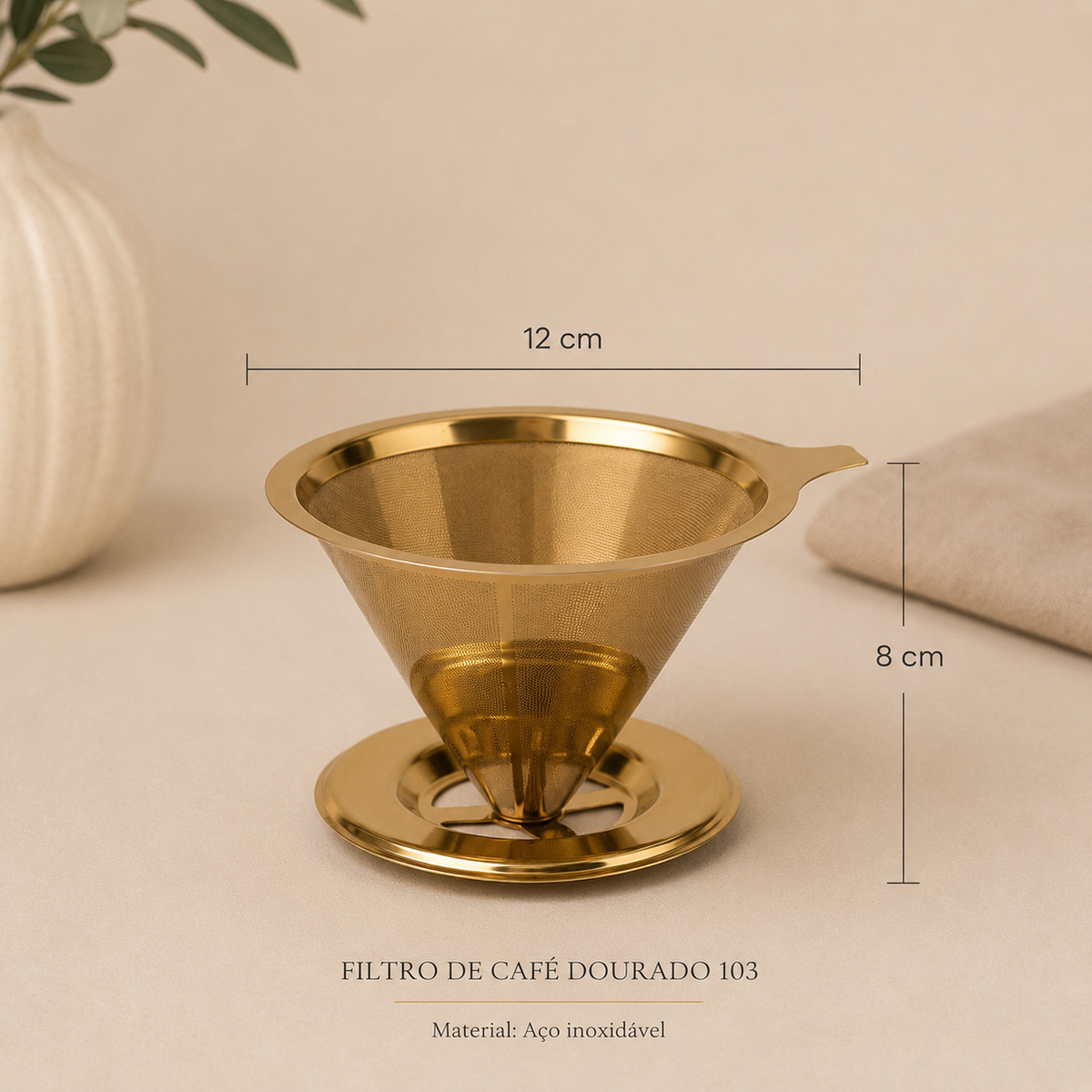 Filtro de Café Inox Dourado - Tamanho 103