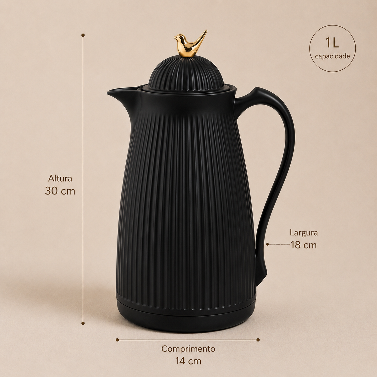 Garrafa Térmica de Café Veneza 1L - Preto