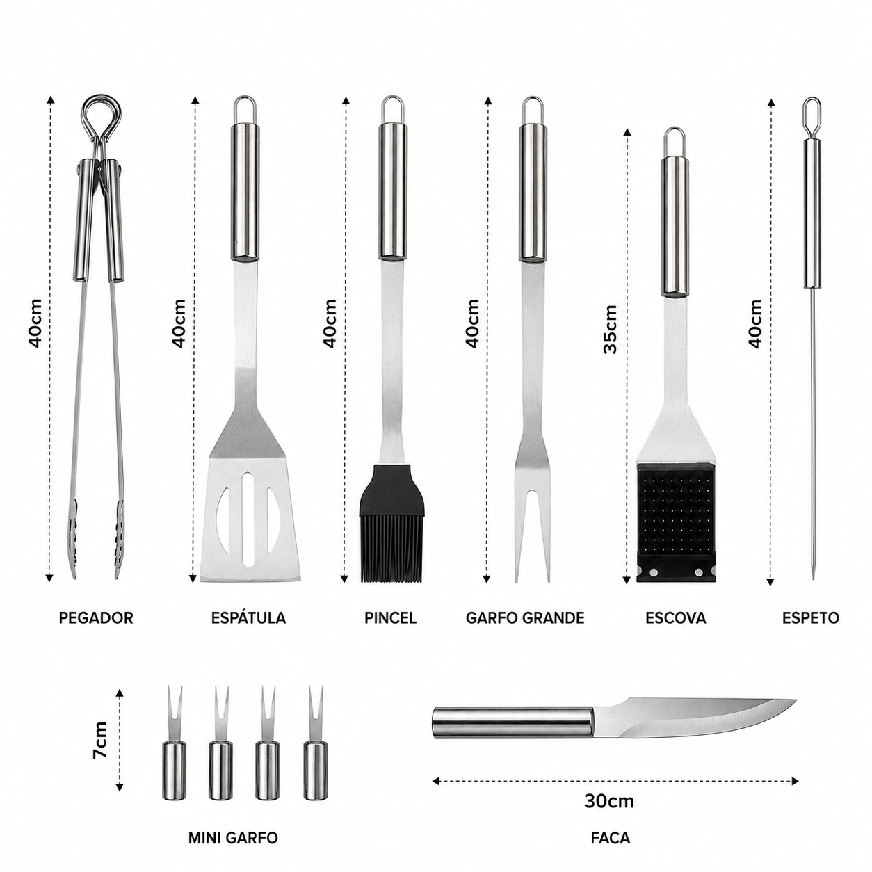 Maleta Churrasco Premium 15 Peças em Inox