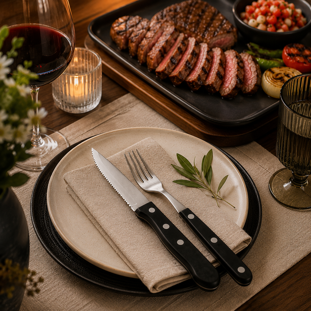 Talheres de Churrasco Jumbo black 8 Peças