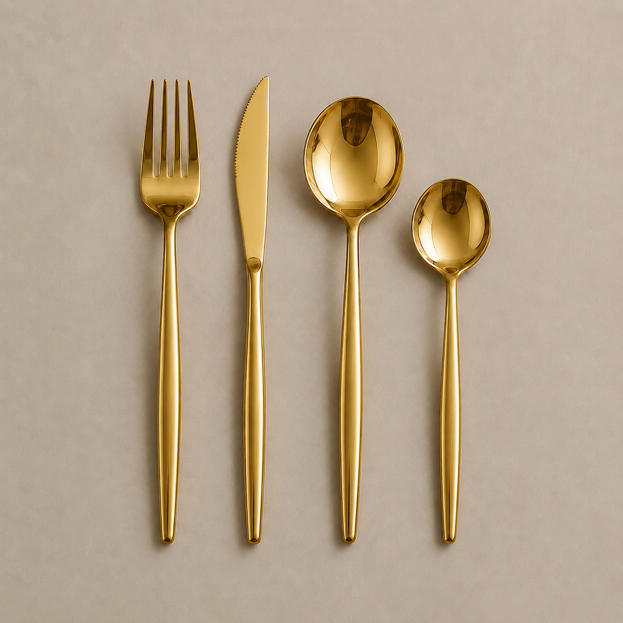 Jogo de Talheres Inox Minimalista Milão Dourado