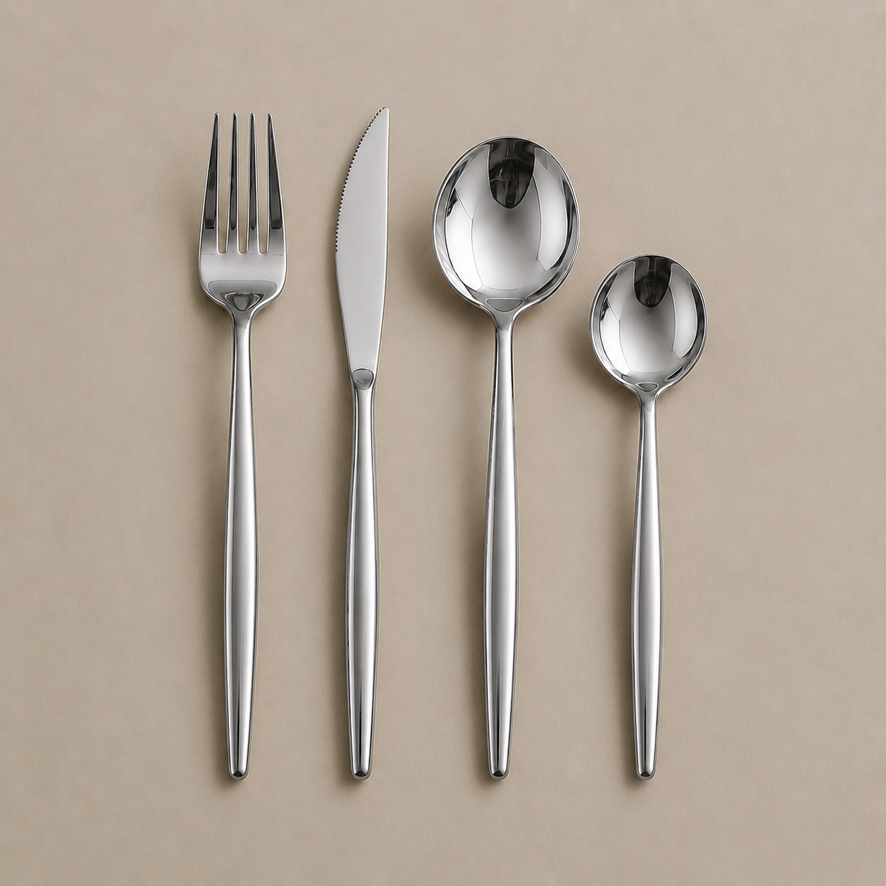 Jogo de Talheres Inox Minimalista Milão Prata
