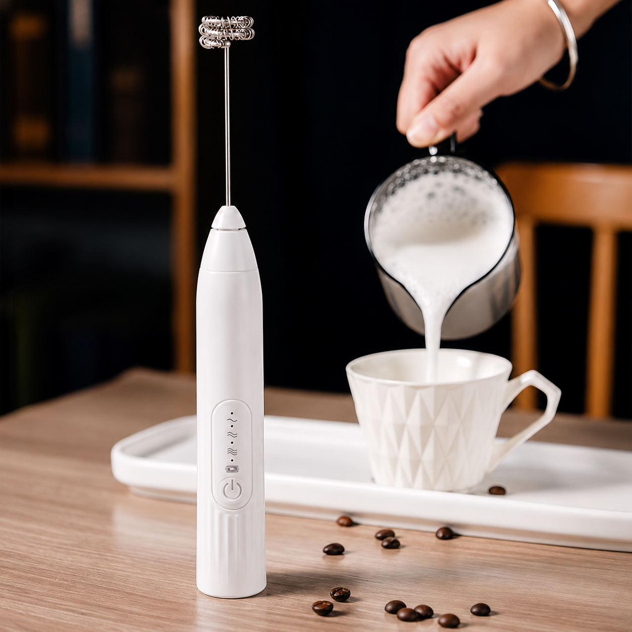 Mixer Elétrico Recarregável para Bebidas 2 em 1
