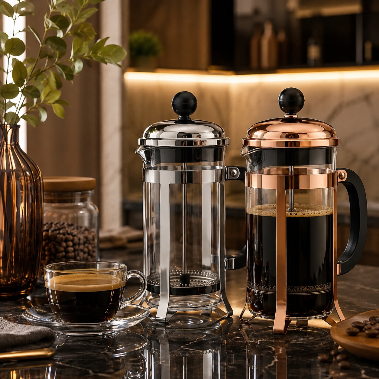 Cafeteira Prensa Francesa Paris em Vidro e Inox