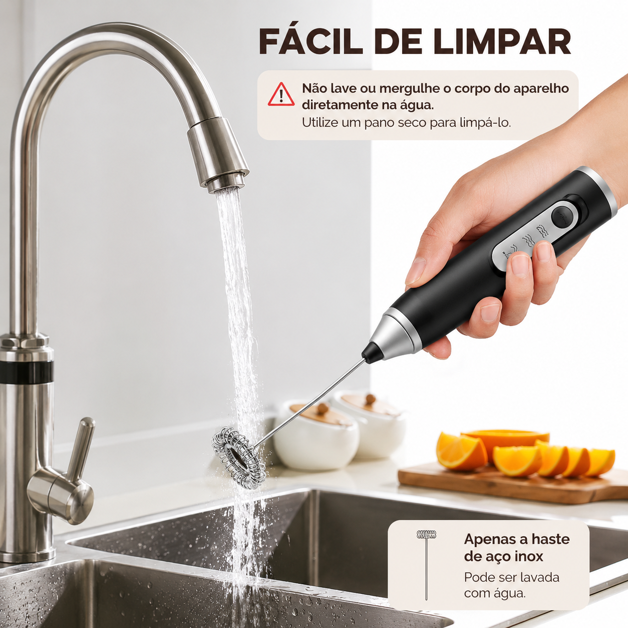 Mixer Elétrico Recarregável para Bebidas 2 em 1
