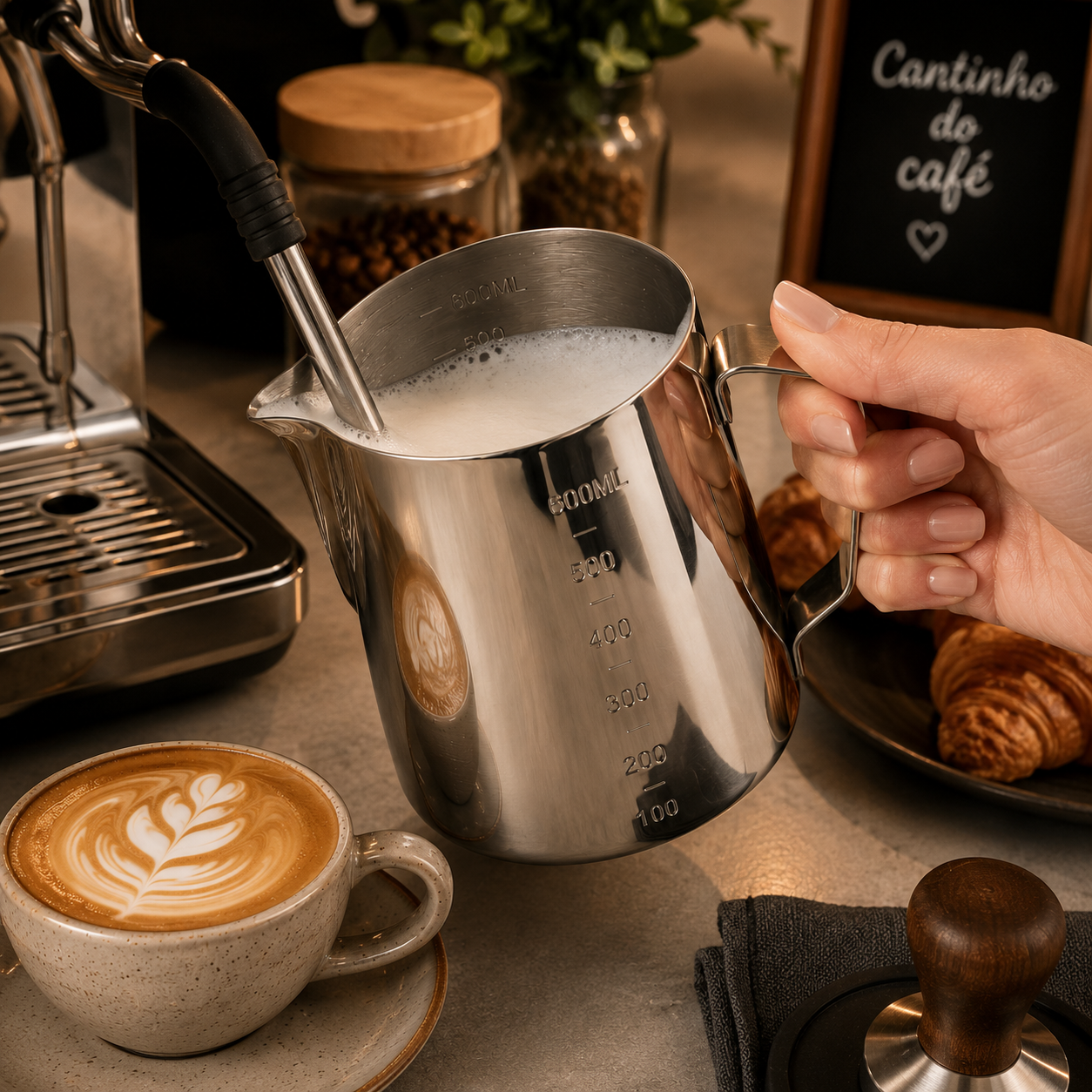 Jarra Barista Milano em Inox com Medidor