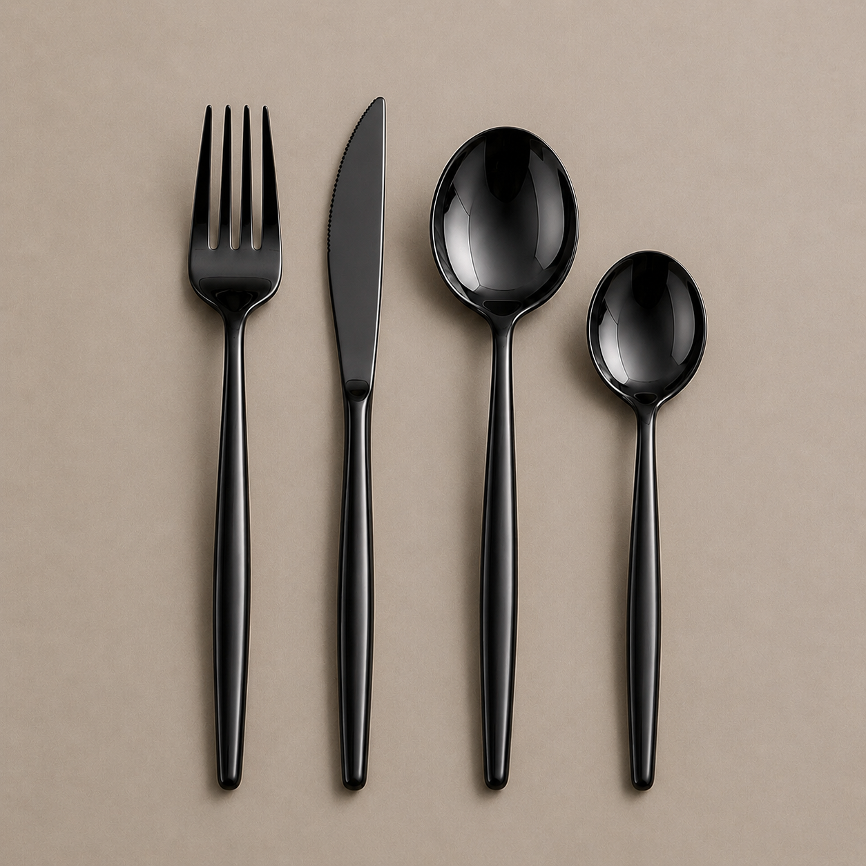 Jogo de Talheres Inox Minimalista Milão Preto