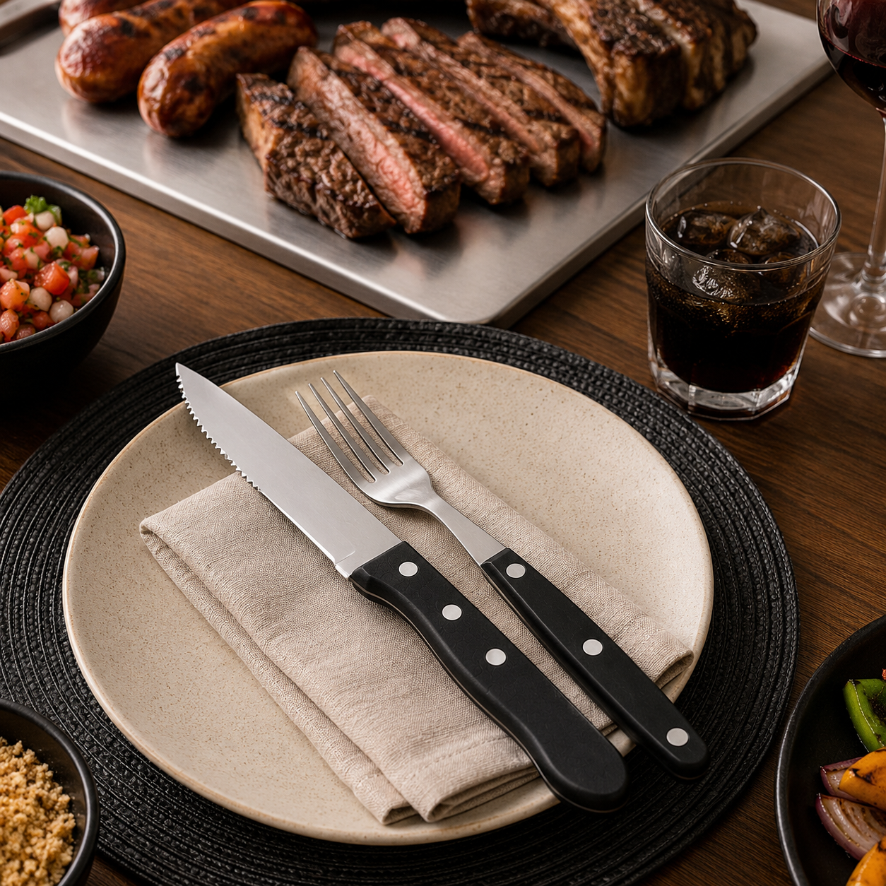 Talheres de Churrasco Jumbo black 8 Peças